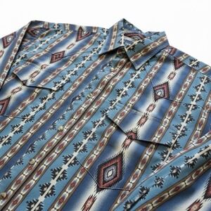 Wrangler Pearl Snap Southwestern Aztec Western Cowboy Large Vintage